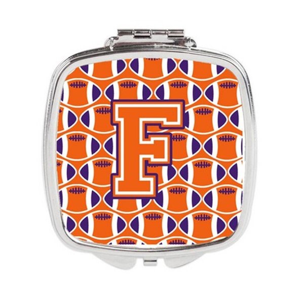 Carolines Treasures Letter F Football Orange, White and Regalia Compact Mirror CJ1072-FSCM